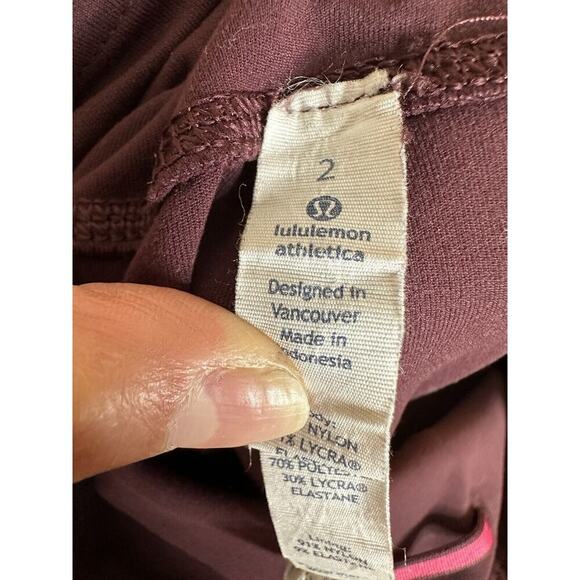 Lululemon Women's Leggings Sz 2 Maroon‎ Abs Control Butt Lift Compression Pocket - Picture 6 of 6